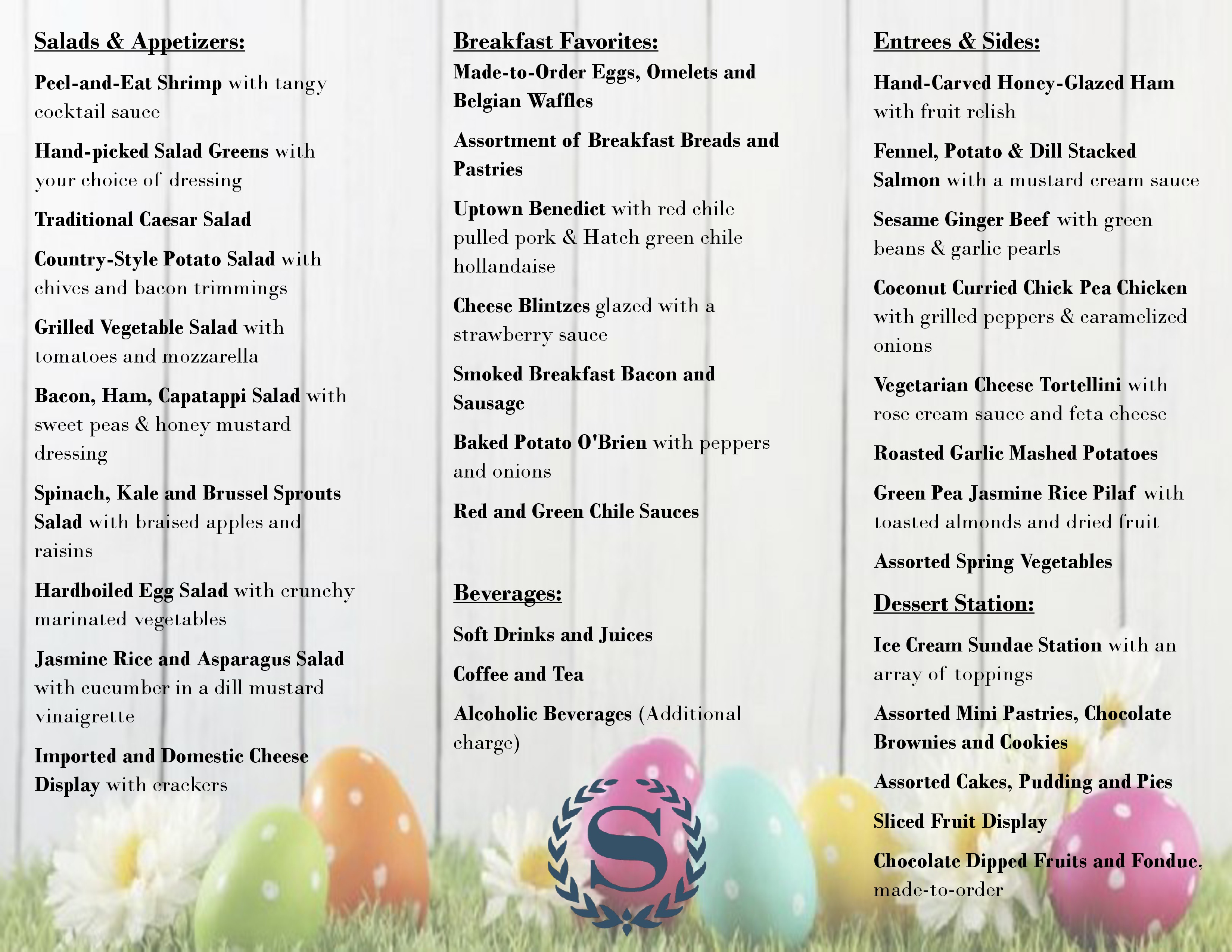 easter 2018 tri fold menu page 1 sheraton albuquerque